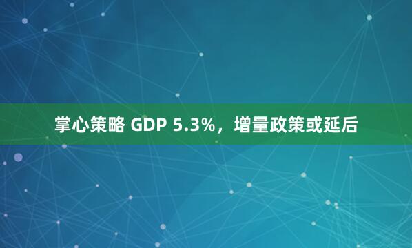 掌心策略 GDP 5.3%，增量政策或延后
